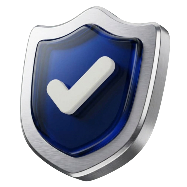 Glass shield with a checkmark
